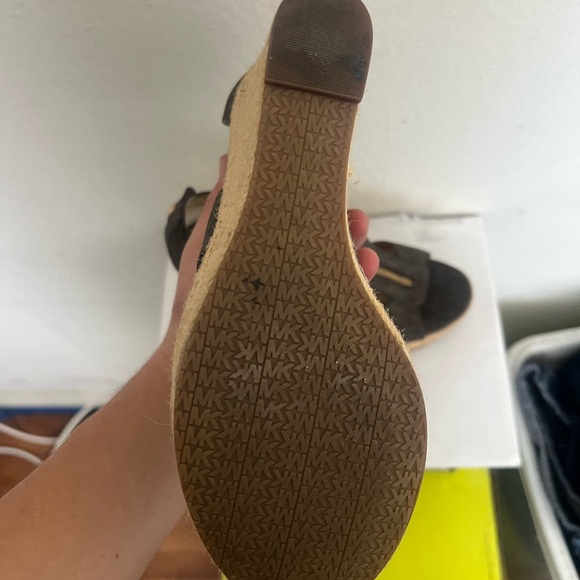 MICHAEL Michael Kors Damita Logo Zipper Wedge Sandal, Brown Neiman Marcus Neiman - Picture 6 of 7